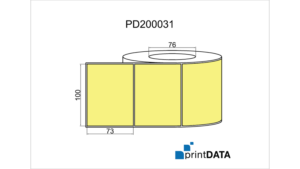 Blank Thermal Direct Bright Yellow Label; 100mm x 73mm