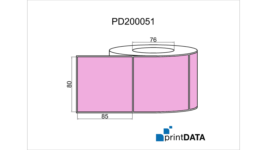 Blank Thermal Direct Pink Label; 85mm x 80mm